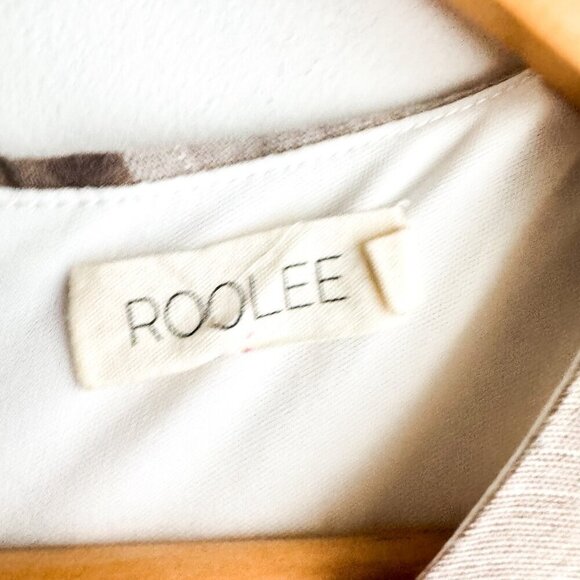 Roolee Buffalo Plaid Beige White Cottage core Dress M - Picture 3 of 8